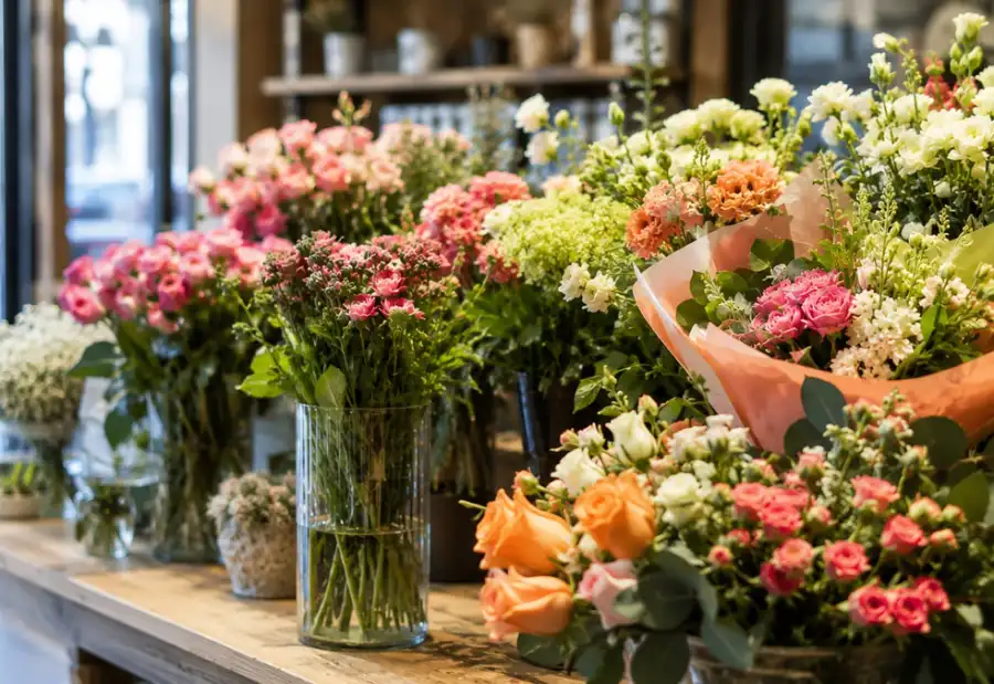 Bouquets de fleurs de saison chez un fleuriste, livraison en ligne à Lugano en Suisse.